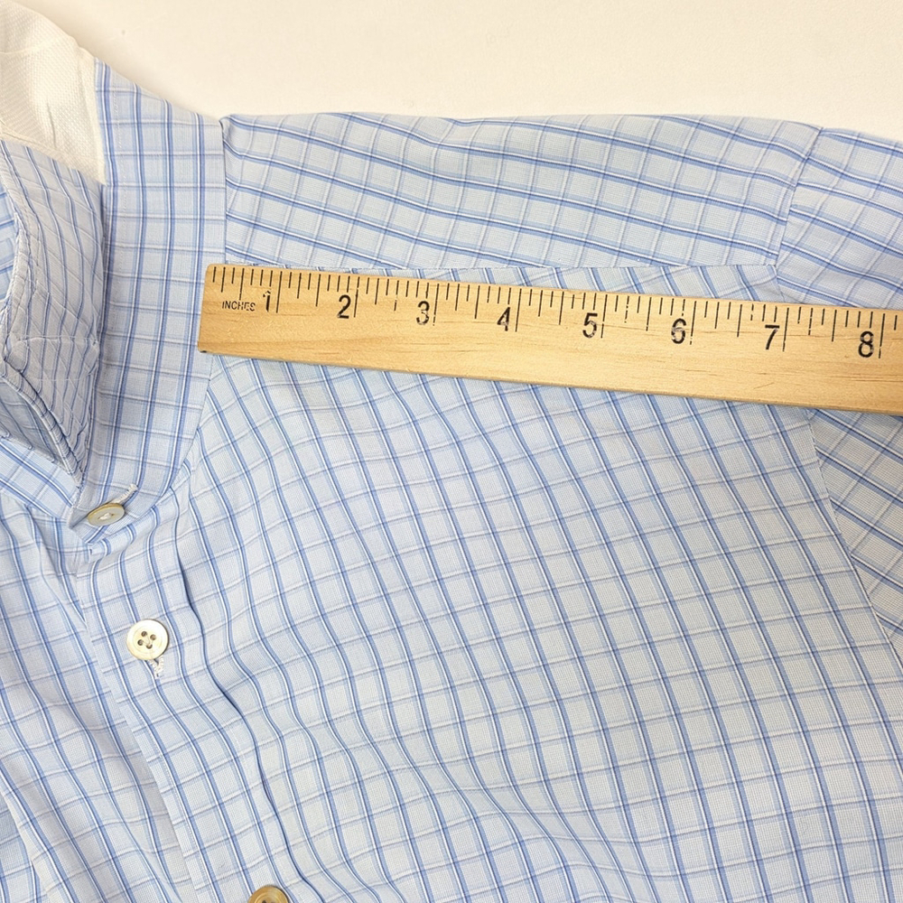 Quiet Luxury Kiton Dress Shirt Men 16.5 / 42 Blue Check Cotton Italy Workwear - Picture 16 of 16